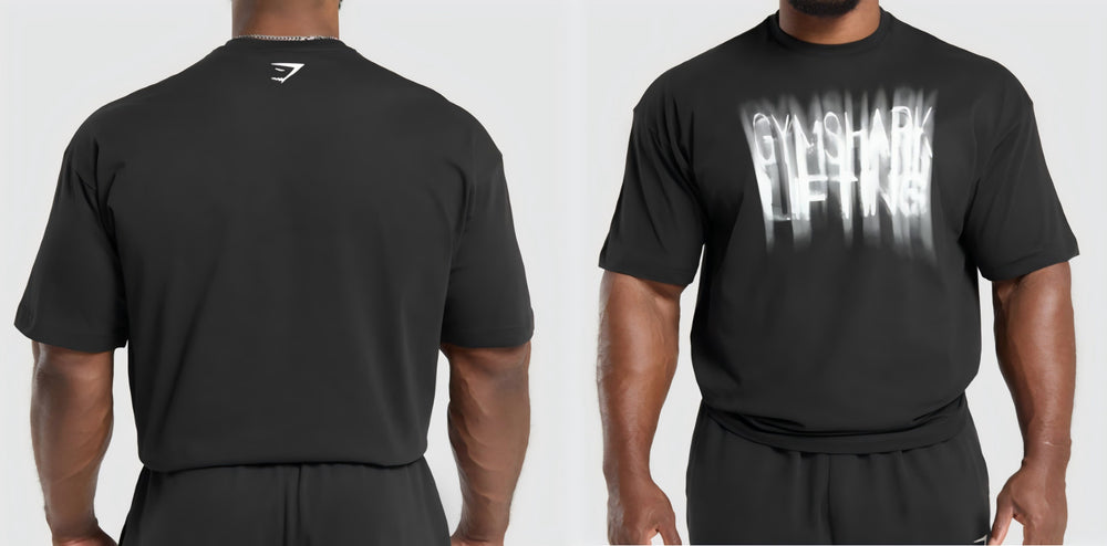 Cotton breathable fitness short sleeved heavyweight loose T-shirt Gymshark style sports casual top muscle shark