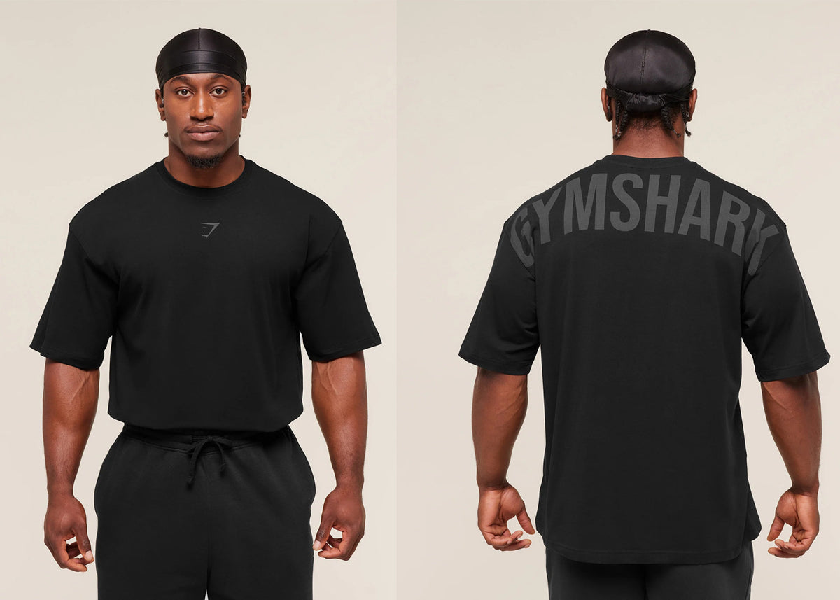 GYMSHARK men's oversized T-shirt for summer outdoor sports and fitness, cotton loose fit casual short sleeved top (2)
