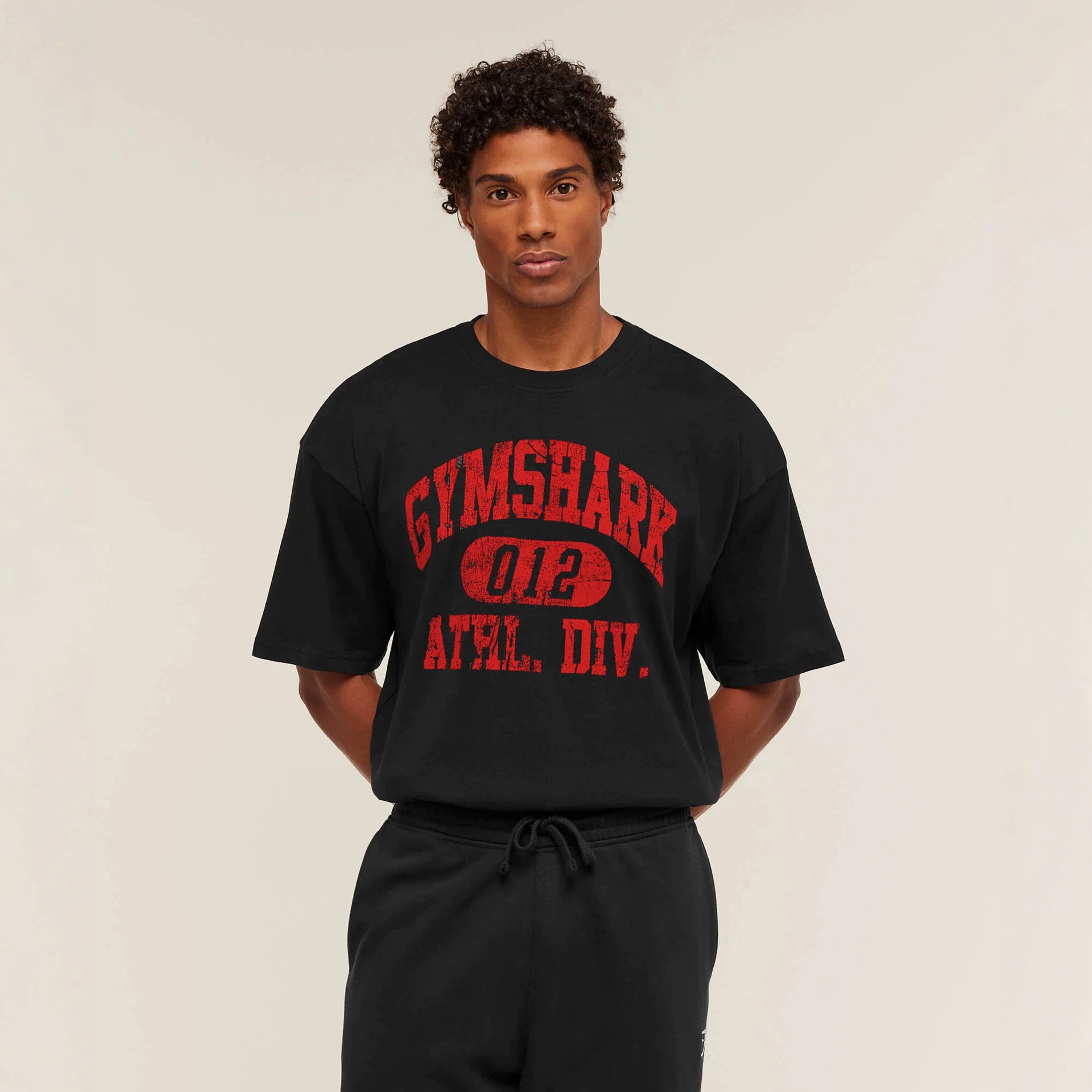 GYM Shark Fitness Short Sleeve Men's Loose Large Fashion Sports Retro Basic Letter Casual T-shirt Summer