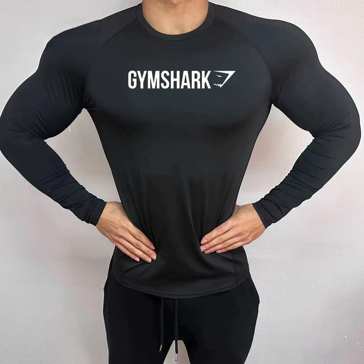 GYMSHRK American Summer New Men's Tight T-shirt Jogger Sports Fitness Running Training Speed Drying Short Sleeve