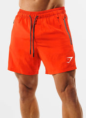 Gymshark Orange Training Shorts with Zipper Pocket