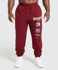 Gymshark Burgundy Graphic Sweatpants with White Logo Print
