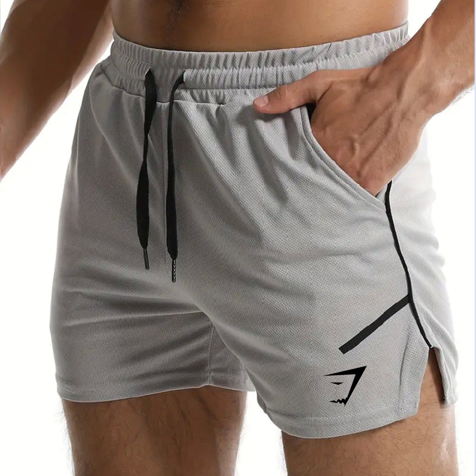 Gymshark Light Grey Tech Training Shorts with Side Slit