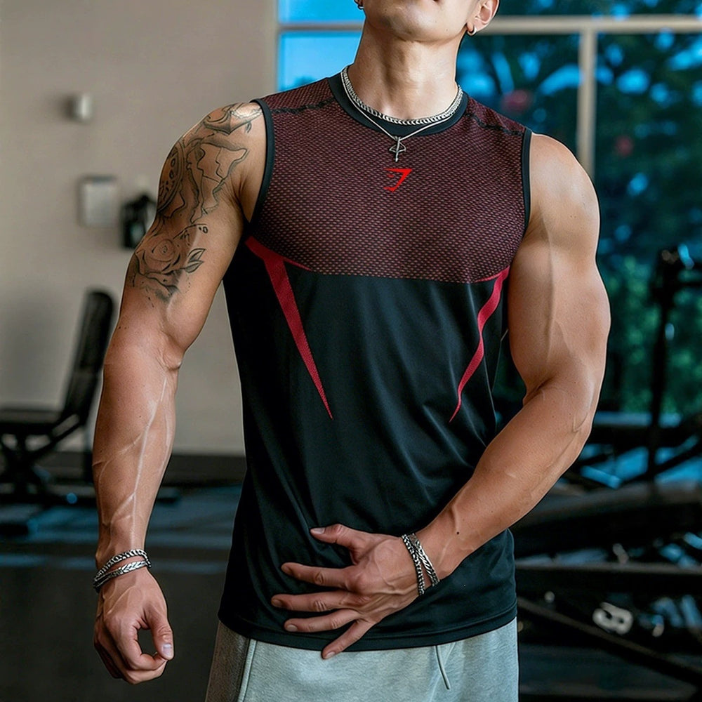 GYMashaRK Cross border Hot selling Fitness Tank Top for Men's Summer Stretch Quick drying T-shirt for Sports Training Sleeveless Top