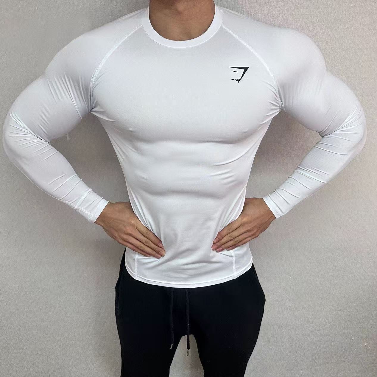 GYMSHRK American Summer New Men's Tight T-shirt Jogger Sports Fitness Running Training Speed Drying Short Sleeve