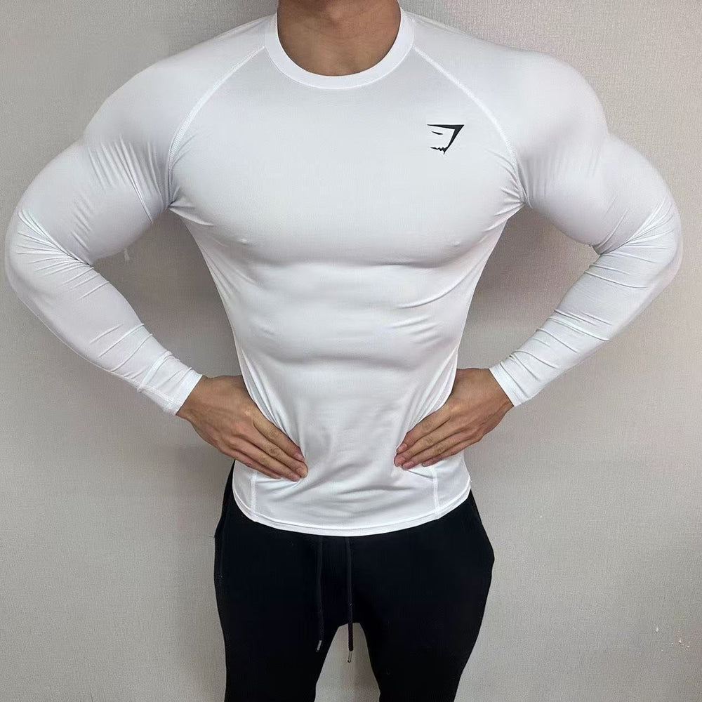 GYMSHRK American Summer New Men's Tight T-shirt Jogger Sports Fitness Running Training Speed Drying Short Sleeve