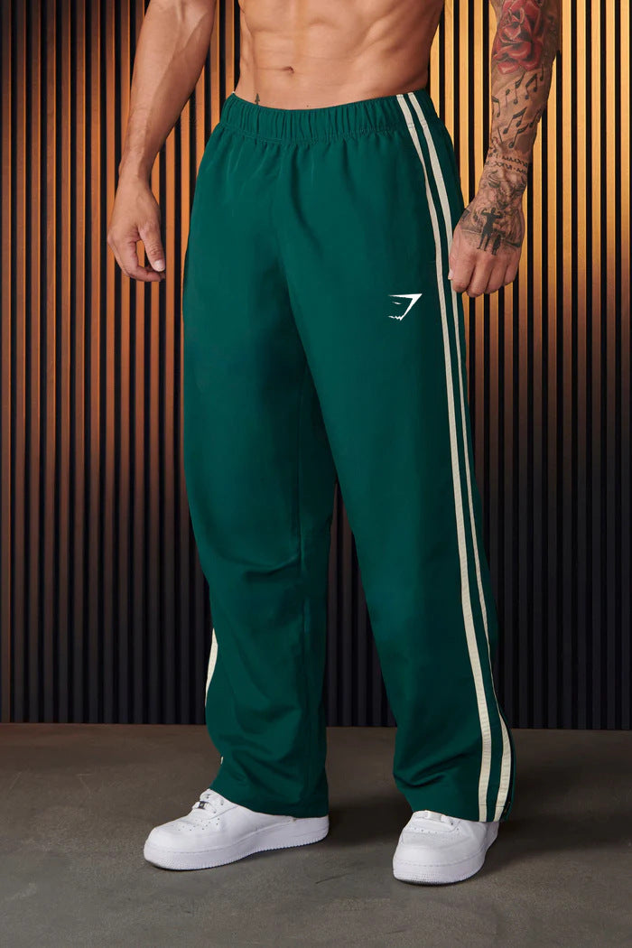 Gymshark Emerald Green Track Pants with White Side Stripes