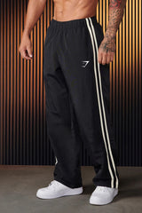 Gymshark Black Track Pants with White Side Stripes
