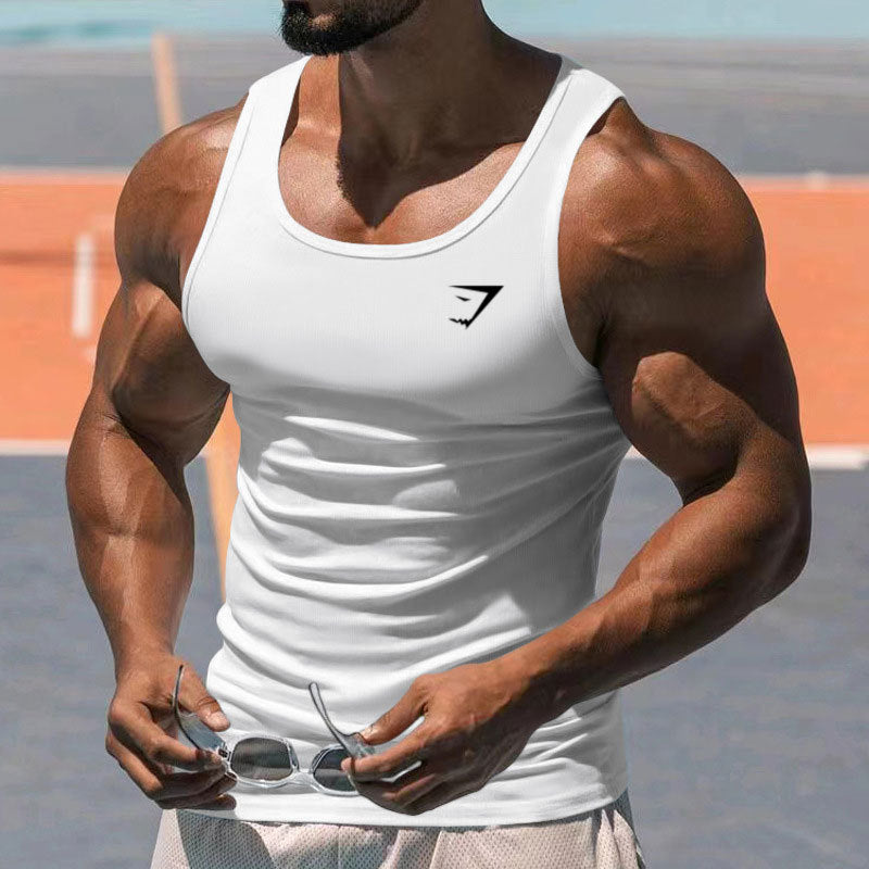 2025 European and American Summer Fitness Exercise Training Tank Top for Men, Amazon Solid Color Men's Wear, Thin I-shaped Tank Top for Men