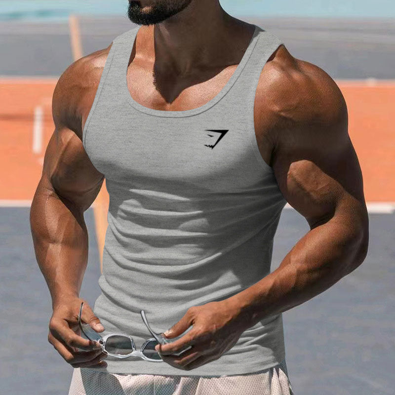 2025 European and American Summer Fitness Exercise Training Tank Top for Men, Amazon Solid Color Men's Wear, Thin I-shaped Tank Top for Men