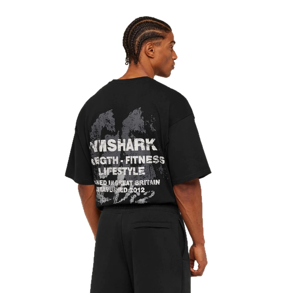 Gymshark muscle shark American trend fitness loose plus print men's short sleeved t-shirt