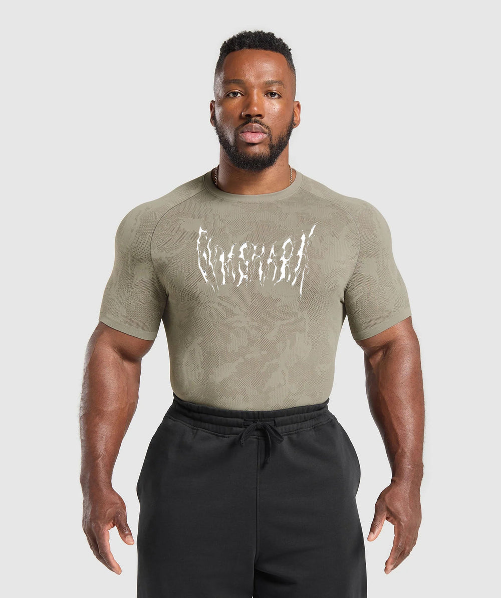 GYMSHARK Men's T-shirt Sports Fitness Fast Drying Breathable Elastic Compression Jacket Short Sleeve Outdoor Running Training Top