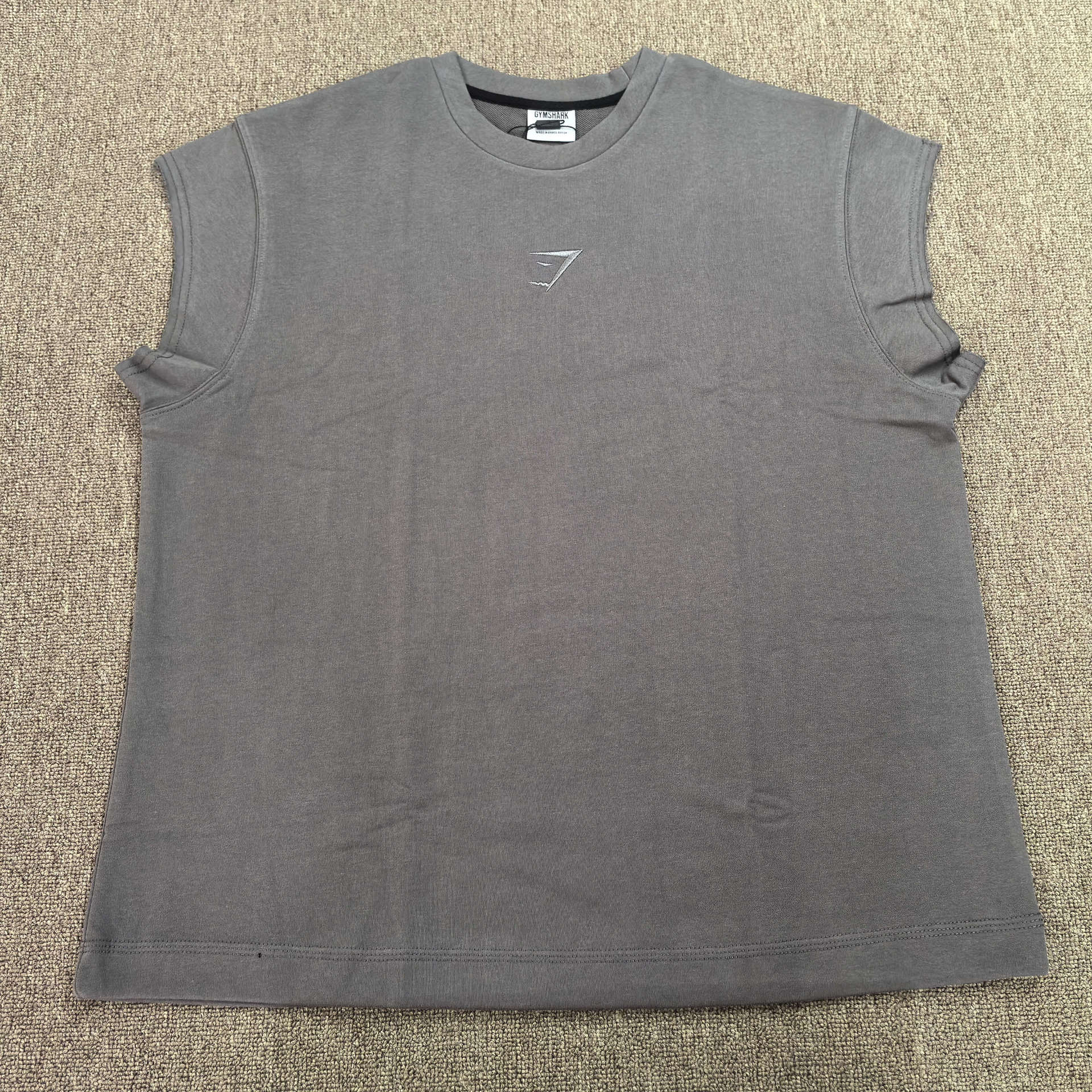 Woolen loop big shoulder airplane sleeve vest, sports training fitness T-shirt, men's European size