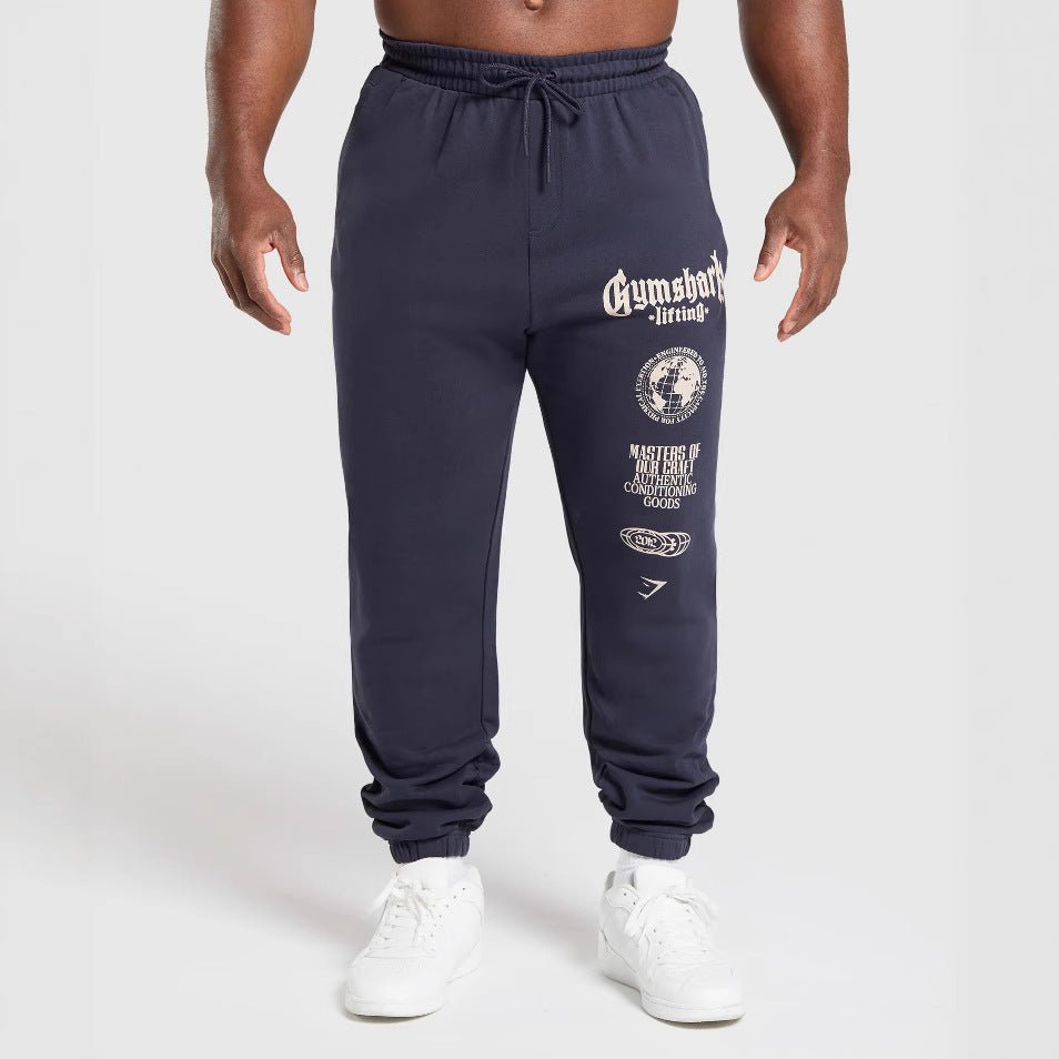 GYMSHARK Youth Sports Pants Leg Tights Loose fit Small Leg Casual Pants Cotton Printed Pants