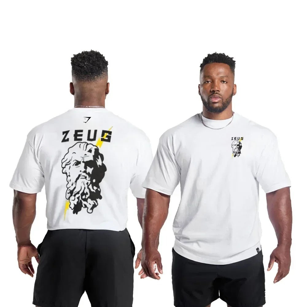 Cross border AliExpress Cross border US Muscle Shark T-shirt Street Fitness Gymnastics Summer Sports Fitness Short sleeved Men