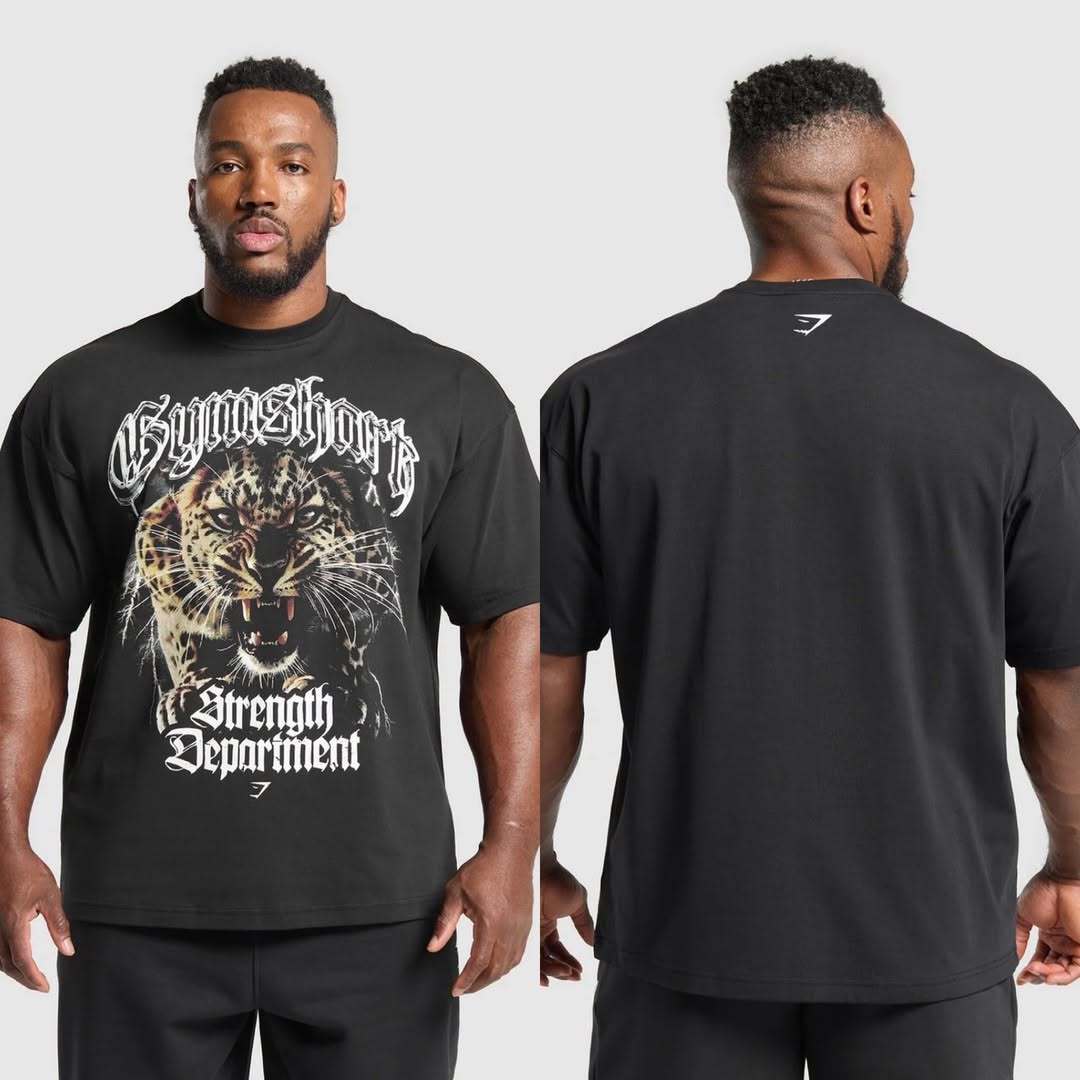 Cotton breathable fitness short sleeved heavyweight loose T-shirt Gymshark style sports casual top muscle shark