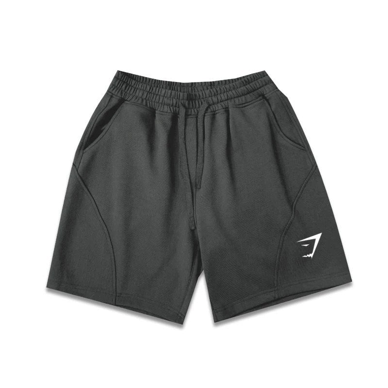 GYMashaRK Fitness Shorts for Men, Retro American Straight Leg, Non Bent Edge, Non Knee Up, Three Leg Pants, Cotton, Muscle, Shark