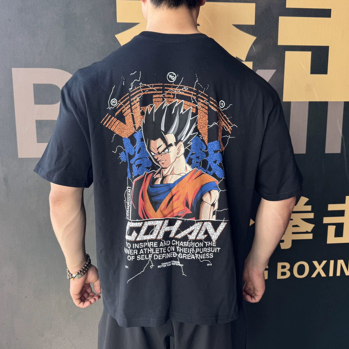 VQ collaboration Dragon Ball fitness suit loose short sleeved men's and women's sports American breathable running muscle cross-border T-shirt