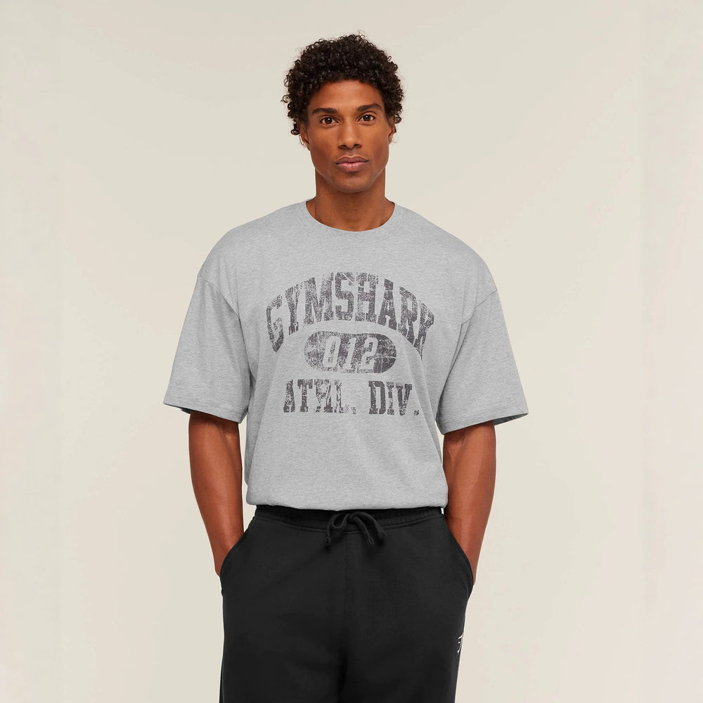 GYM Shark Fitness Short Sleeve Men's Loose Large Fashion Sports Retro Basic Letter Casual T-shirt Summer