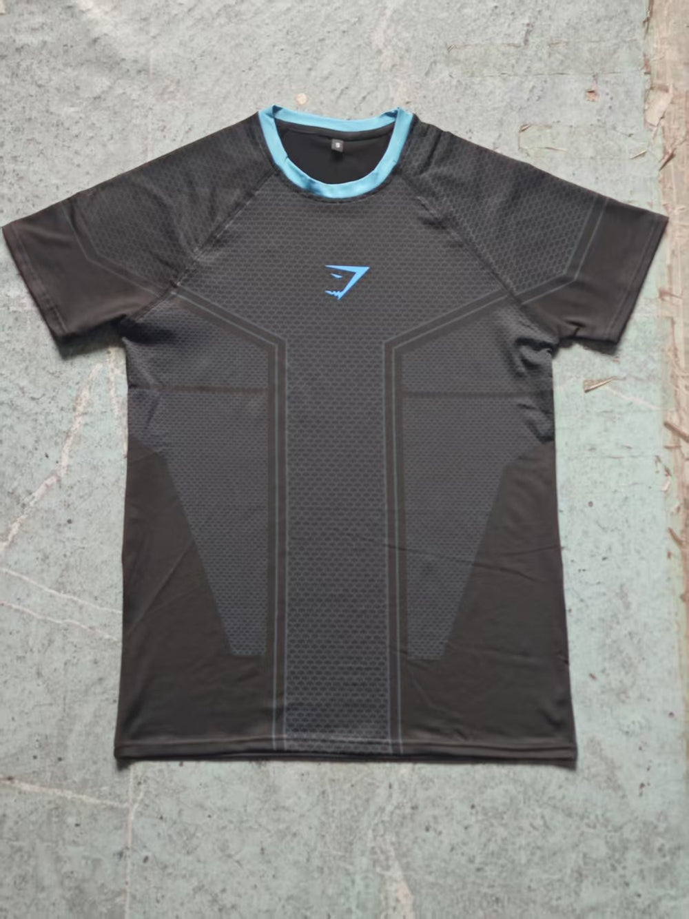 Gymshark summer men's slim fit short sleeved sports slim fit casual plus size short sleeved casual elastic top shark