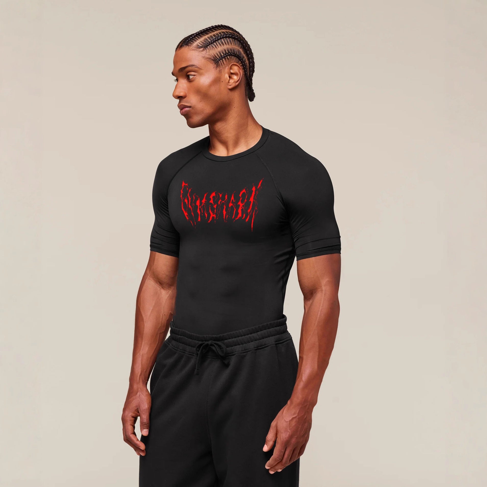 GYMSHARK Men's T-shirt Sports Fitness Fast Drying Breathable Elastic Compression Jacket Short Sleeve Outdoor Running Training Top