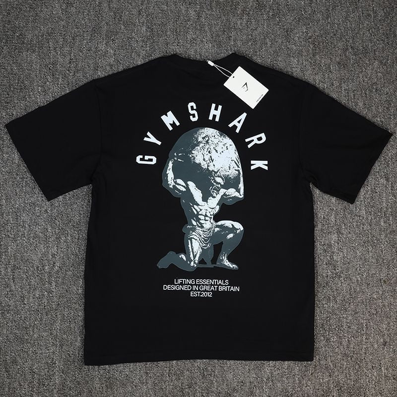 GYMs Shark American New Men's T-shirt Summer Men's Casual Loose Trendy Brand Cotton Short Sleeve Sport T