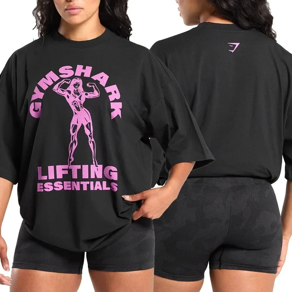 Cross border AliExpress Cross border US Muscle Shark T-shirt Street Fitness Gymnastics Summer Sports Fitness Short sleeved Men