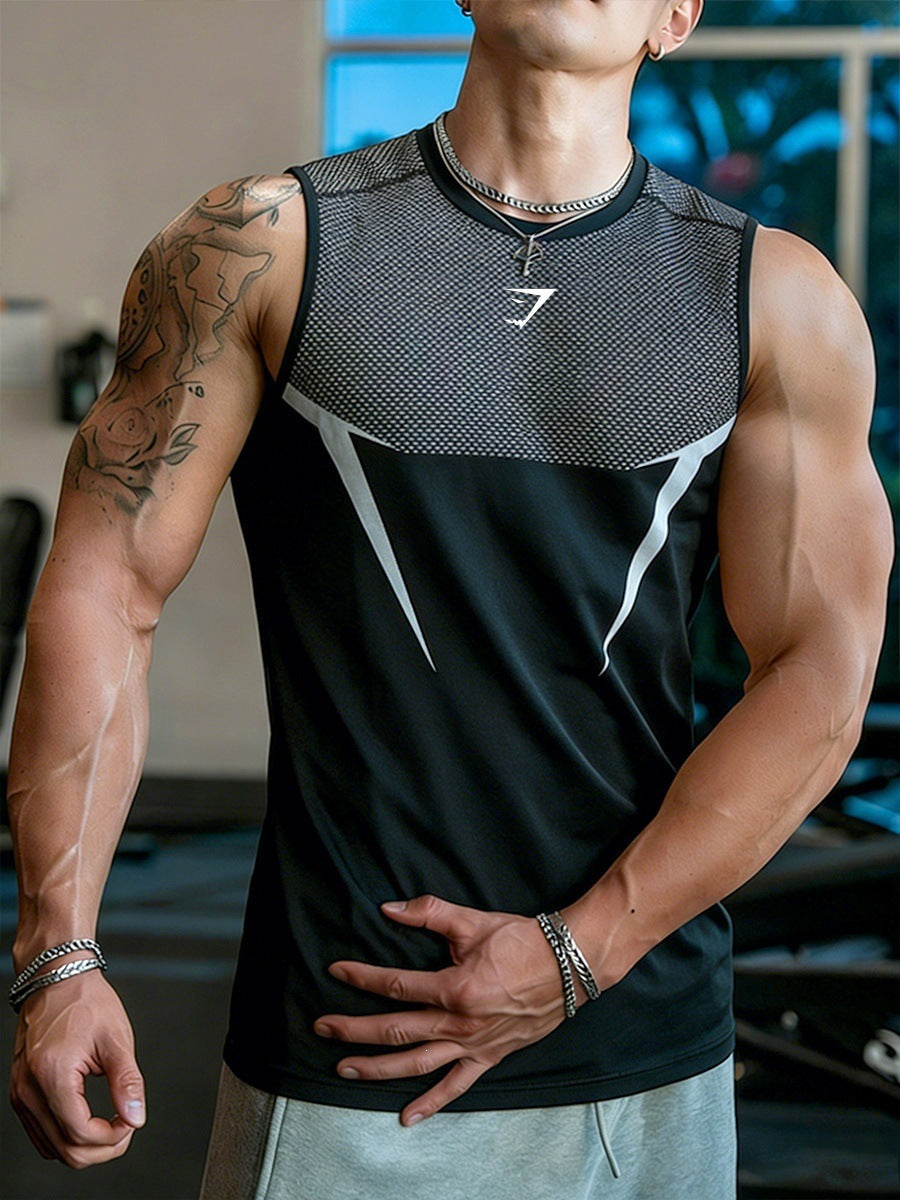 GYMashaRK Cross border Hot selling Fitness Tank Top for Men's Summer Stretch Quick drying T-shirt for Sports Training Sleeveless Top