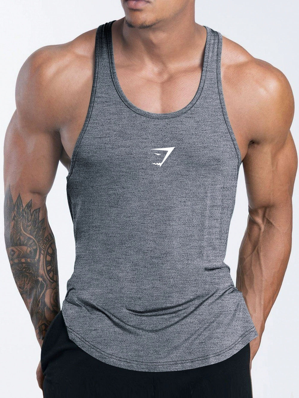 British muscle shark fitness suit men's summer quick drying running sports tight vest sports cycling sleeveless camisole