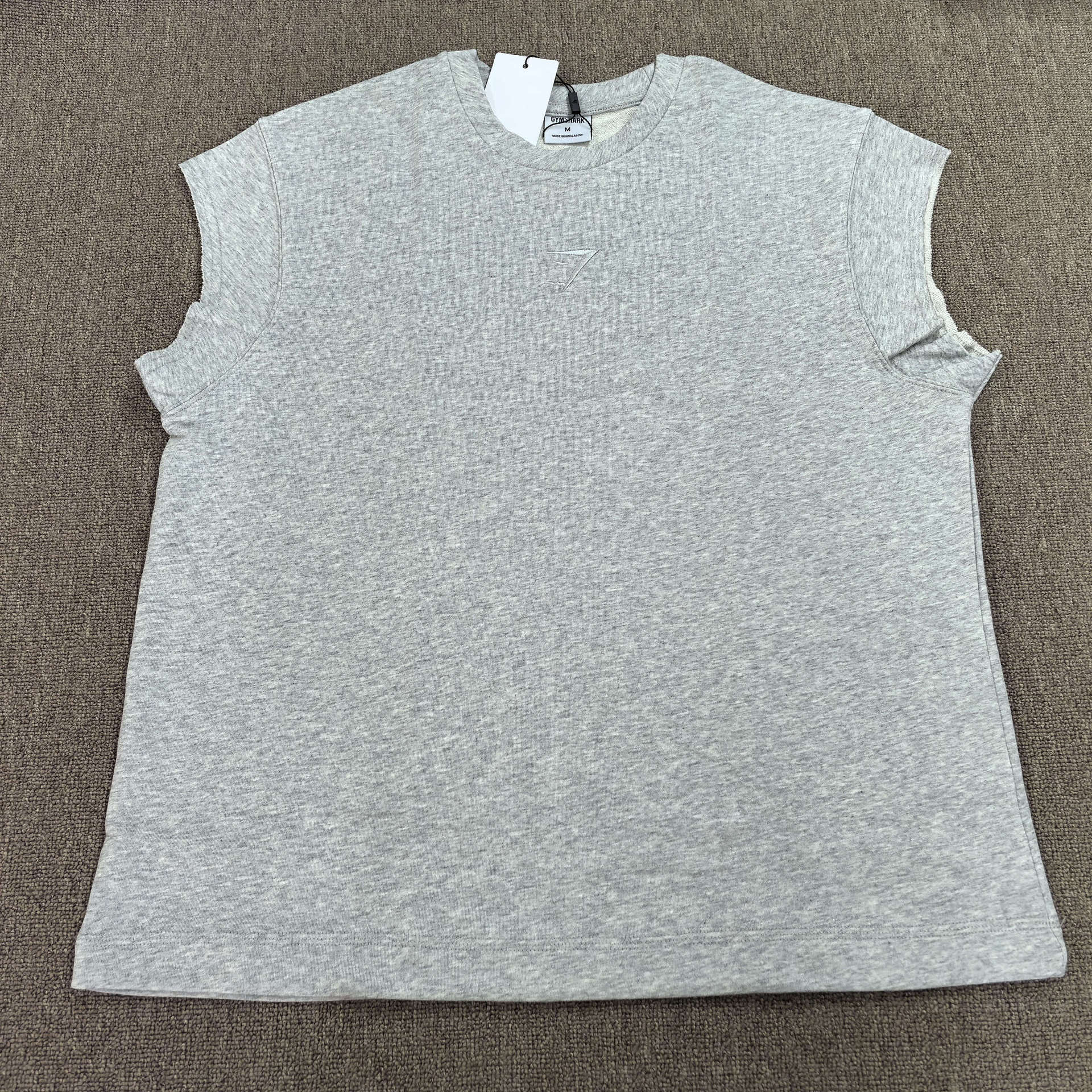 Woolen loop big shoulder airplane sleeve vest, sports training fitness T-shirt, men's European size