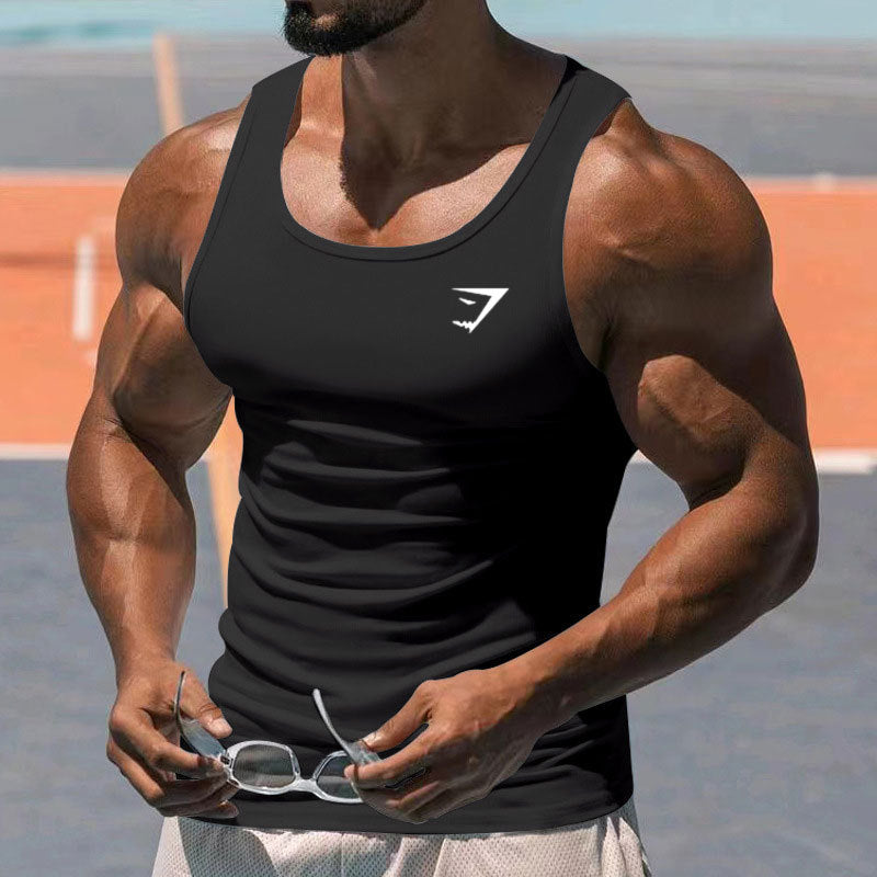 2025 European and American Summer Fitness Exercise Training Tank Top for Men, Amazon Solid Color Men's Wear, Thin I-shaped Tank Top for Men