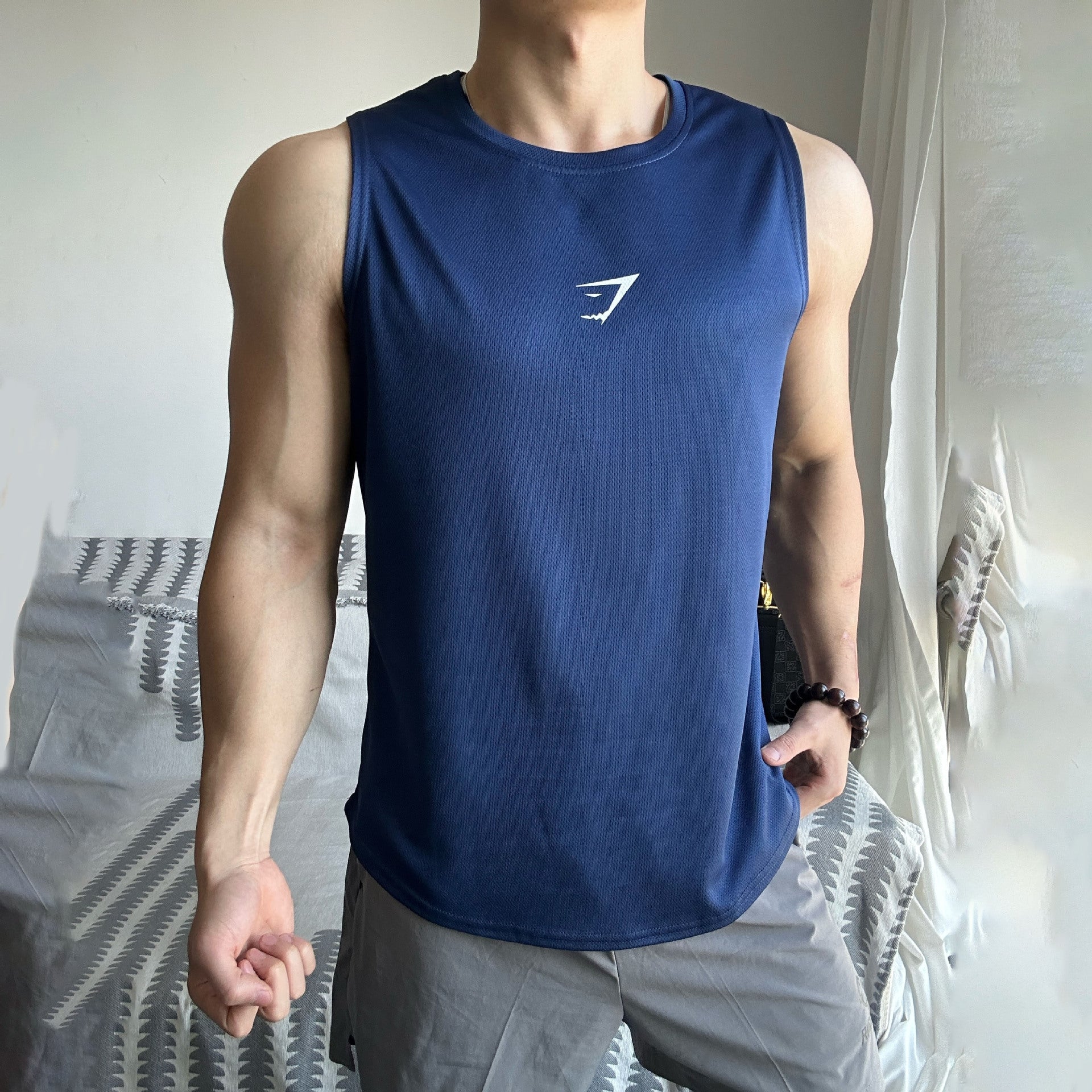 Gymshark Deep Navy Textured Muscle Tank