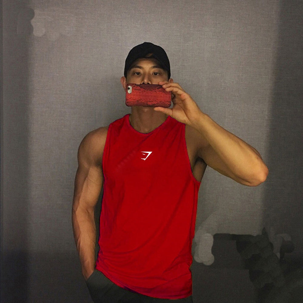 GYMSHARK Fitness Tank Top Sports Training Sleeveless T-shirt Summer Quick drying Mesh Round Neck Tank Top Muscle Shark