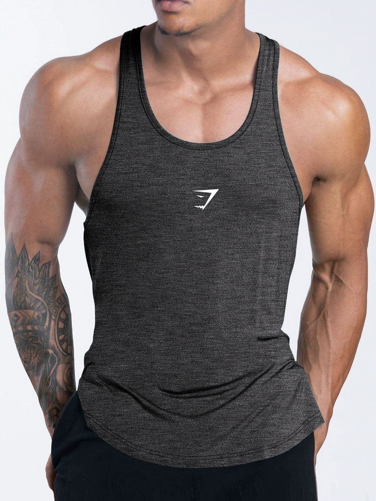 British muscle shark fitness suit men's summer quick drying running sports tight vest sports cycling sleeveless camisole