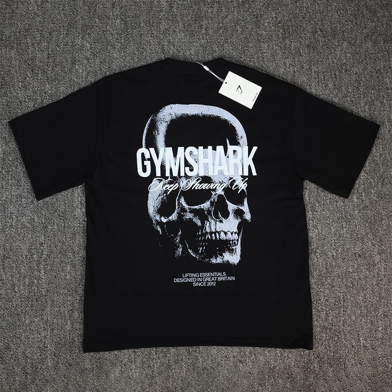 GYMs Shark American New Men's T-shirt Summer Men's Casual Loose Trendy Brand Cotton Short Sleeve Sport T