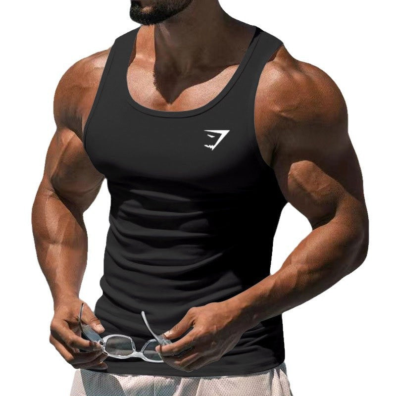 2025 European and American Summer Fitness Exercise Training Tank Top for Men, Amazon Solid Color Men's Wear, Thin I-shaped Tank Top for Men