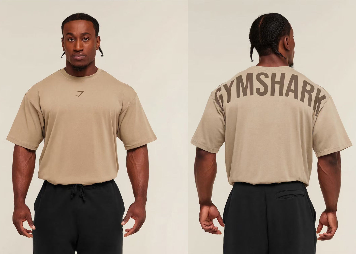 GYMSHARK男士超大T恤夏季户外运动健身棉质宽松版型休闲短袖上衣